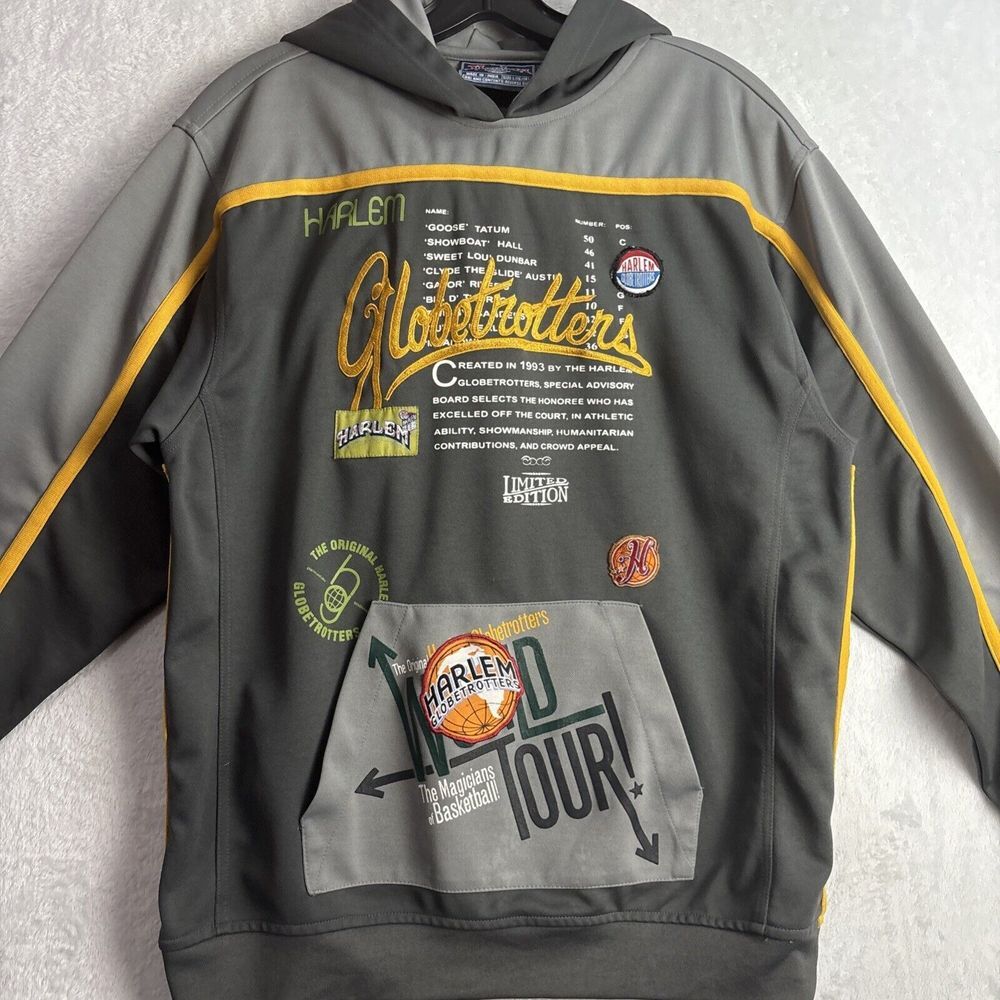 Vintage Harlem Globetrotters Mens Large Hoodie Jogger FUBU Platinum